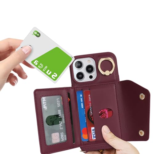 Lipvina Crossbody Wallet Case for iPhone 13 Pro,Wine Red - color: 07-Wine Red, size: iPhone 13 Pro 6.1"