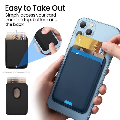 iLodn Magnetic Wallet Compatible with MagSafe for iPhone 17 16 15 14 13 12 Pro Max Air Plus Model, Mag 3 Safe Card Holder Stick on Accessories for Cell Phone & Case, Cyaneous - color: Cyaneous