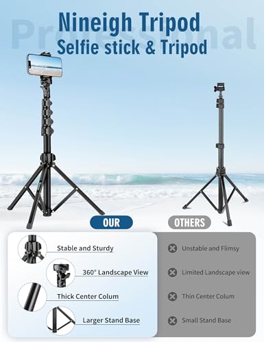 Nineigh Phone Tripod, 85" Tripod for Cell Phone iPhone with Gooseneck - size: 85 Inch