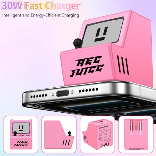 USB C Charger Block Cute 30W Dual Port Fast Charger Plug Cell Phone Block - color: BB Pink
