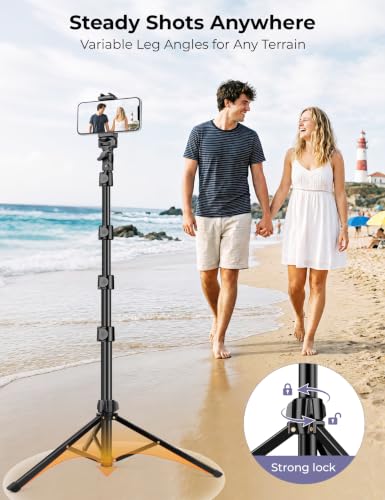 Phone Tripod Stand, 81" Tall Cellphone Tripod for iPhone with Gooseneck - size: 81 inch