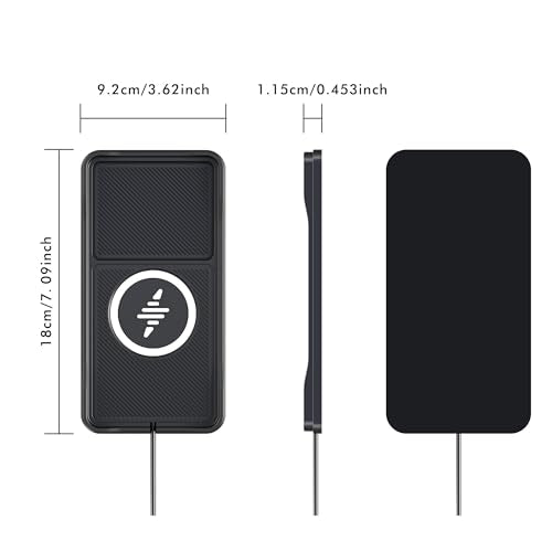 Wireless Car Charger Pad, LANSEMKU 15W Fast Wireless Charging Pad for Car, Non-Slip Smart Safe Phone Charger Mat with 20W Car Adapter, Compatible with iPhone 16 15 14 13 12 Pro Max AirPods, 30CM Cable - color: Black-30CM Cable
