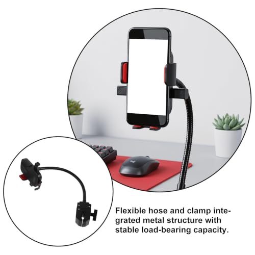 Adjustable Gooseneck Phone Stand Clamp for Bedside Desk Viewing