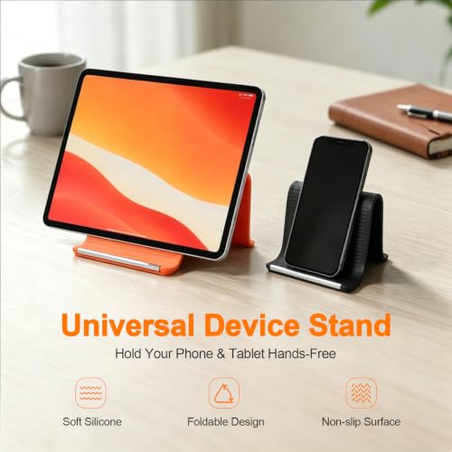 Silicone Phone Stand with Aluminum, Flexible Foldable Phone Holder