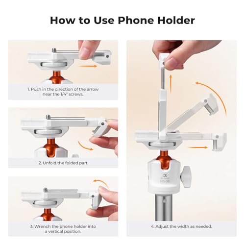 K&F CONCEPT 62'' Selfie Stick Tripod. - color: White