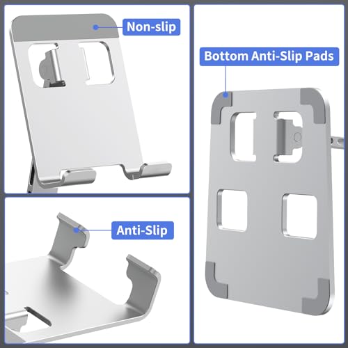 Foldable Cell Phone Stand, Angle Height Adjustable Desktop Phone Holder, Anti-Slip Portable Tablet Cradle, Universal Compatibility for iPhone, Samsung, Android Smartphones & Tablets