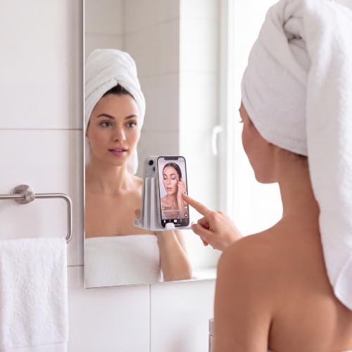 AIRSTIK Cell Phone Holder for Glass Shower, Mirror & Window, White - color: White