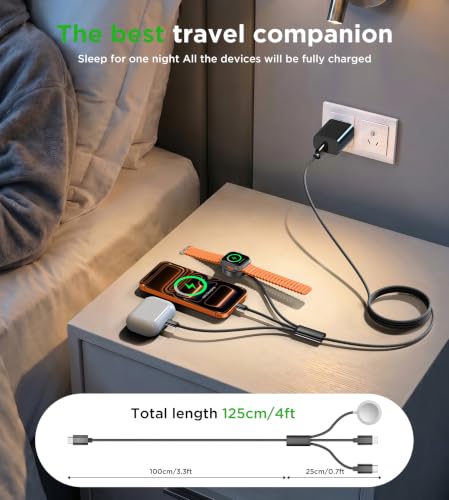 Travel Essentials Multi Charging Cable with 20W Charger Block - color: Black, size: 1.2M/4FT