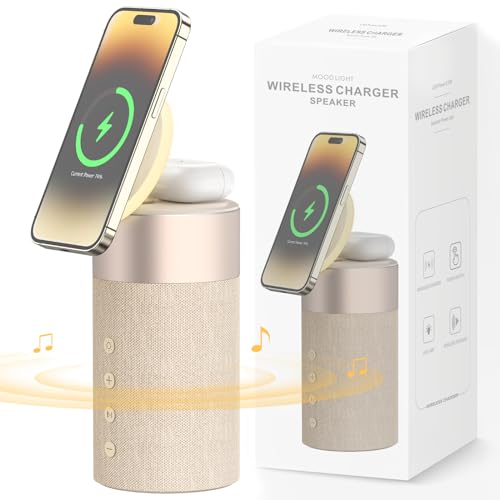 Bluetooth Speaker, Night Light, 15W Magnetic Fast Charging for Apple - color: Yellow