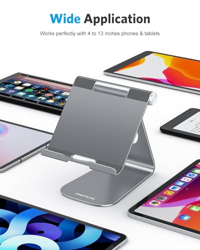 OMOTON T1 Adjustable Tablet Stand for Desk, Aluminum Holder for iPad Grey - color: Grey