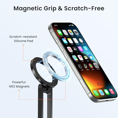 Itramax Magnetic Phone Tripod Stand,Foldable Pocket Phone Mount for MagSafe - color: Black