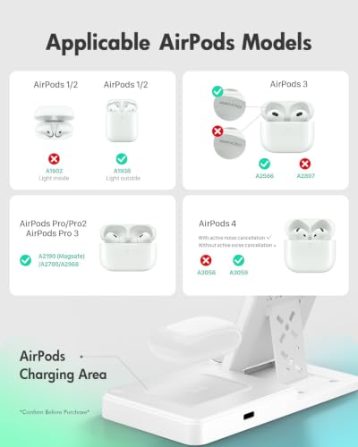 GETPALS Wireless Charger iPhone Charging Station for Apple Multiple Devices - color: White