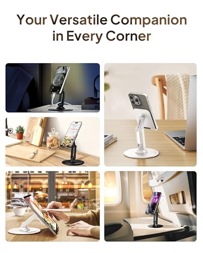 COOPER 360° Stand Rotating Cell Phone Stand for Desk, Desktop Phone Holder - color: 2 Pack - White/Black