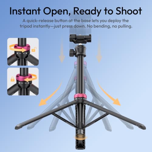 ULANZI MT44 Auto Open Phone Tripod, 59" Extendable Selfie Stick for iPhone - color: MT44 Auto Open Black