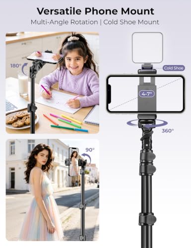 Phone Tripod Stand, 81" Tall Cellphone Tripod for iPhone with Gooseneck - size: 81 inch