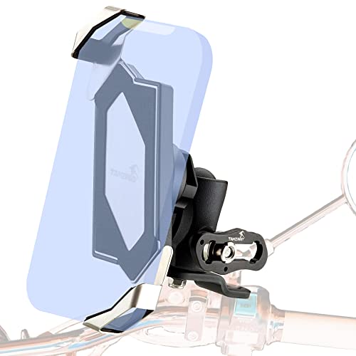 LA3-PH05 Motorcycle Phone Mounts Holder, Fixed Base of Rearview Mirror, Stable, Adjustable, Phone Clamp Double Socket Arm, Multi-Angle Vision, Compatible All iPhone and Any Cell Phone