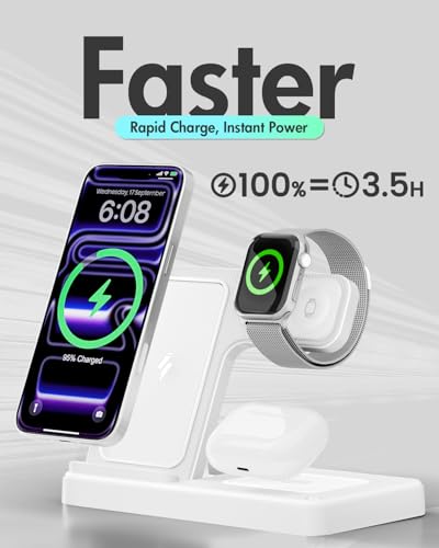 GETPALS Wireless Charger iPhone Charging Station for Apple Multiple Devices - color: White