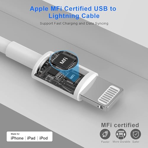 iPhone Charger,[MFi Certified] 2Pack 6FT Lightning Cable - color: White