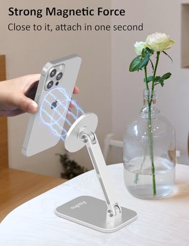 Aoviho Magnetic Phone Stand for Desk with 360 Rotating Head, Silver - color: Silver