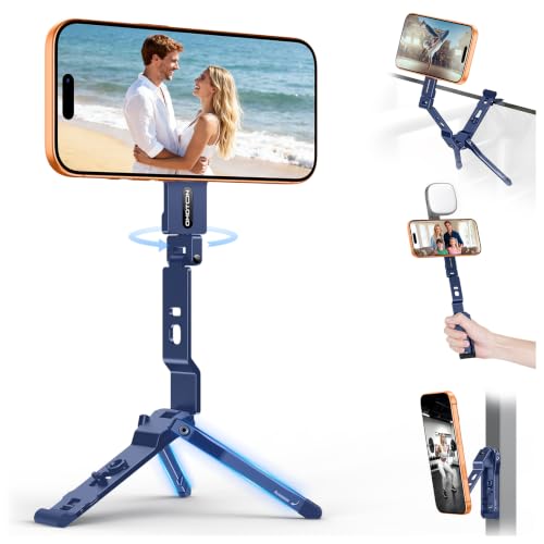 OMOTON TP03 [Ultra-Slim] 360° Rotating for MagSafe Tripod with Hook, Blue - color: Blue