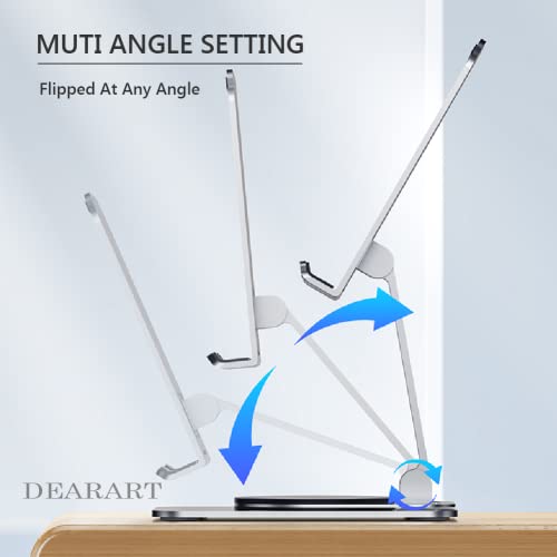 DEARART Grey Cell Phone Stand, 360° Adjustable Phone Stand for Desk, Foldable Phone Holder Fully Carried Easily, Disc Base - color: Grey ( Disc Base )