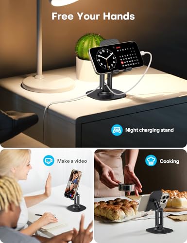 OMOTON Cell Phone Stand for Desk, 2 Pack Adjustable Foldable Phone Holder - color: Black & White