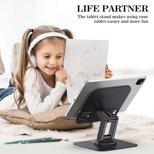 OCYCLONE iPad Stand, 360° Rotating iPad Tablet Stand Holder for Desk, Black - color: Black
