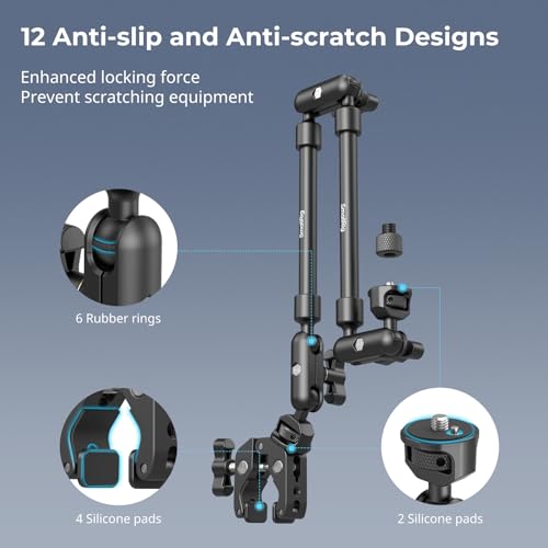 SMALLRIG 22" Magic Arm Clamp, Overhead Phone Mount Holder Stand, Camera Arm - style: Double Ball Joints