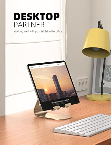 Lamicall iPad Stand Adjustable Tablet Holder, Sturdy Aluminum, Multi-Angle - color: Gold