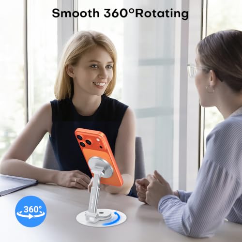 OMOTON MS05 [Height Adjustable] 360° Magnetic Phone Stand, Silver White - color: Silver White