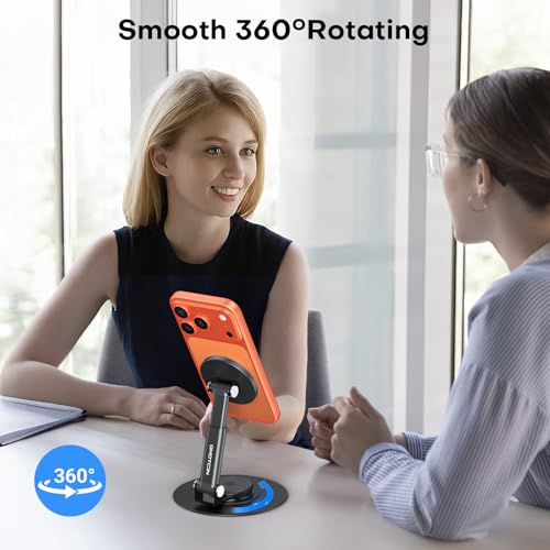 OMOTON MS05 [Height Adjustable] 360° Rotating Magnetic Phone Stand, Black - color: Black