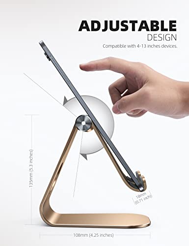 Lamicall iPad Stand Adjustable Tablet Holder, Sturdy Aluminum, Multi-Angle - color: Gold
