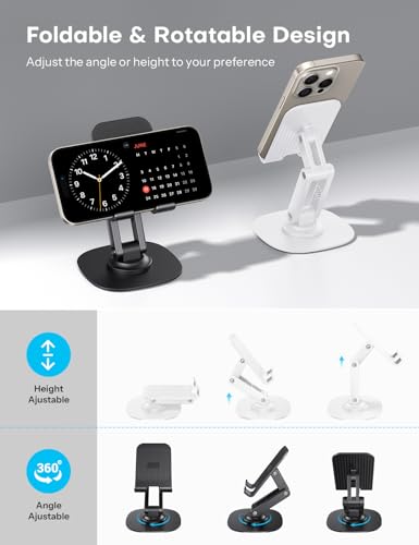 OMOTON Cell Phone Stand for Desk, 2 Pack Adjustable Foldable Phone Holder - color: Black & White