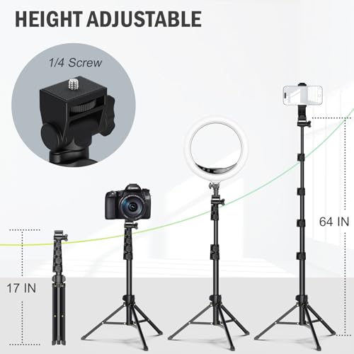 Liphisy 64” Tripod for Cell Phone & Camera with Remote and Phone Holder