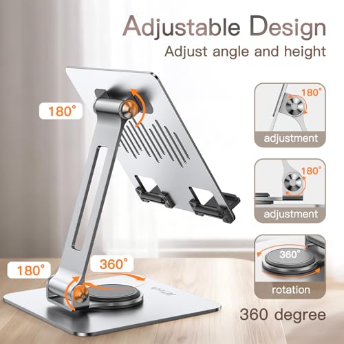 JETech Swivel Tablet Stand for 4-13" Tablets and Phones, Silver - color: Silver