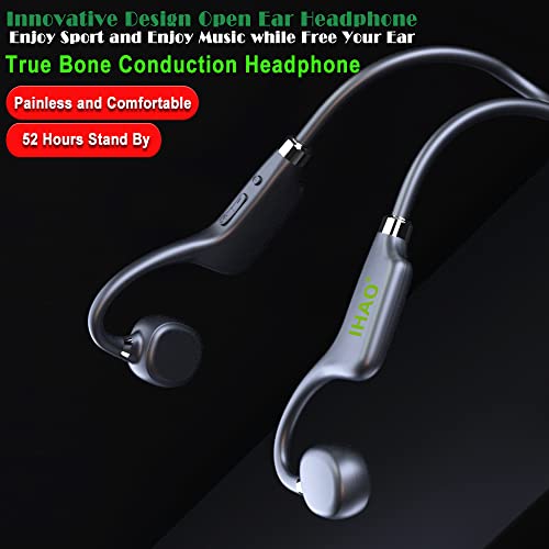 IHAO True Bone Conduction Headphones Open Ear Headset Able to be a MP3 Player with Micro Disk Stereo Bluetooth Earphone for Driving Bicycling Running Skiing - color: X9 Bone Conduction Black
