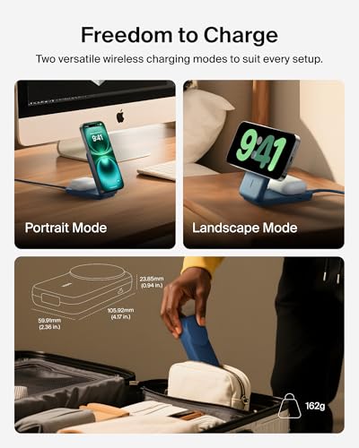 Belkin Qi2.2 25W Wireless 2 in 1 Foldable Fast Charging Station + USB C - color: Black