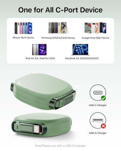240W Retractable USB C Cable with Mag Snap Slot,3.3ft,Tea Green - color: Tea Green, size: 3.3ft-1Pack