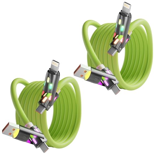 USB C to Lightning Cable, 240W Fast 4 in 1 Multi Charging Cable 5FT,2Pack - color: Lime green, size: 2PACK 5FT