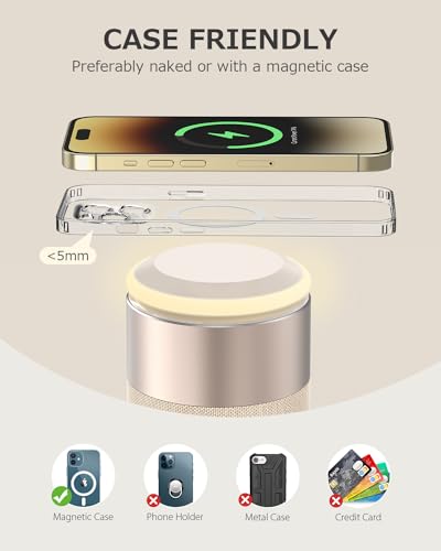 Bluetooth Speaker, Night Light, 15W Magnetic Fast Charging for Apple - color: Yellow
