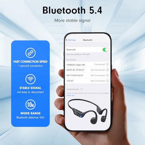 Bone Conduction Headphones, Open Ear Wireless Headphones with Mic