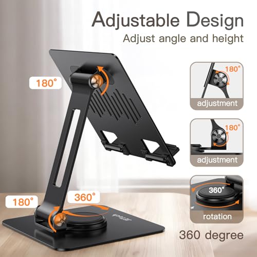 JETech Swivel Tablet Stand for 4-13" Tablets and Phones, Black - color: Black