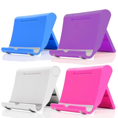 4 Pack Adjustable Desktop Cell Phone Stand for Phones & Tablets - color: Pink+Purple+Blue+White