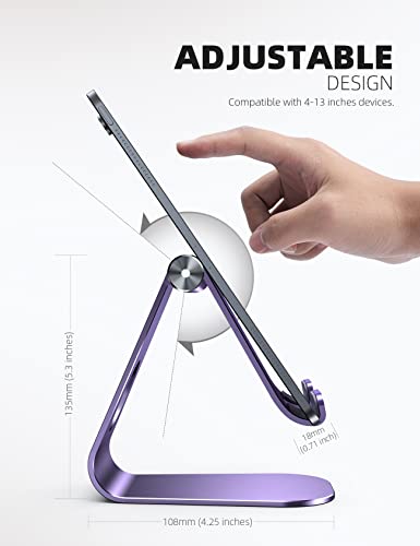 Lamicall iPad Stand Adjustable Tablet Holder, Sturdy Aluminum, Multi-Angle - color: Purple