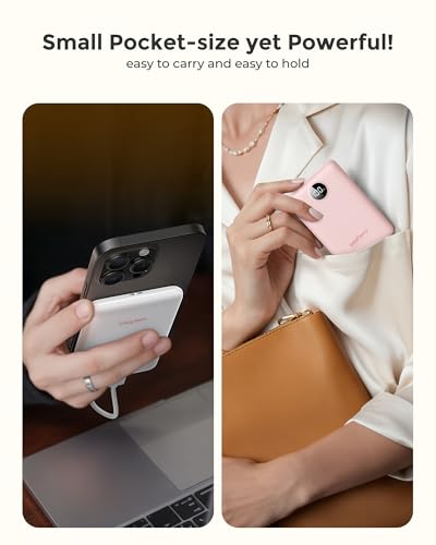 Small Portable Charger 10000mAh 20W Fast Charging Mini Power Bank, Pink - color: Pink
