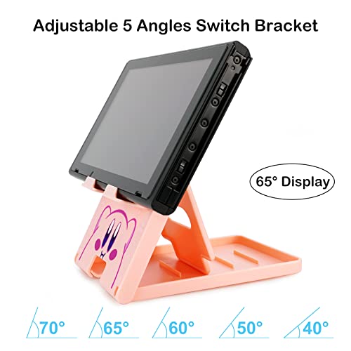 Foldable Stand for Nintendo Switch/2/Lite/OLED, Adjustable Switch Holder - color: Pink
