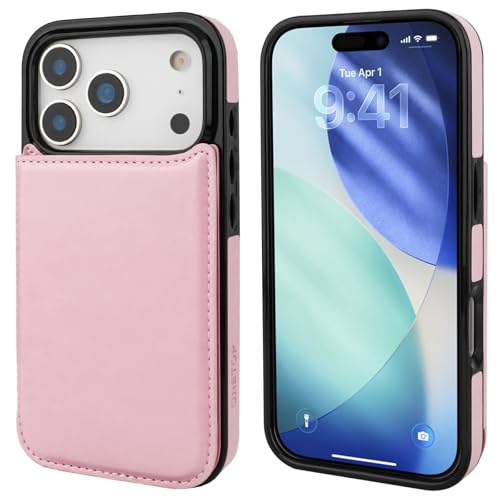 ONETOP for iPhone 18/17 Pro Wallet Case with Credit Card Holder,Pink - color: Pink