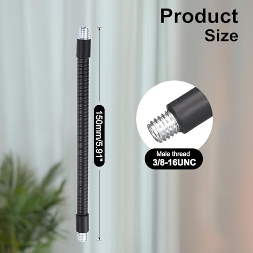 6-Inch Flexible Gooseneck Tubing, 3/8"-16 Male to Male Thread Universal Arm Gooseneck Extension Holder for Microphone, Tripod Phone, Camera, LED Video Lights - color: 1 Pack, size: 6 Inch