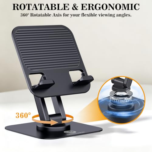 OCYCLONE iPad Stand, 360° Rotating iPad Tablet Stand Holder for Desk, Black - color: Black
