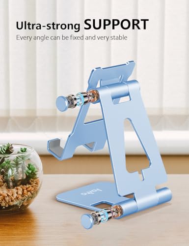 Aoviho Foldable Cell Phone Stand for Desk, Holder for iPhone,Sky Blue - color: Sky Blue